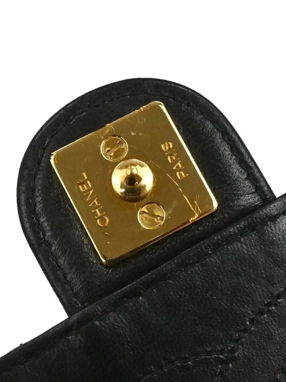 Chanel Black Lambskin Pushlock Small Half Flap Shoulder Bag 197414